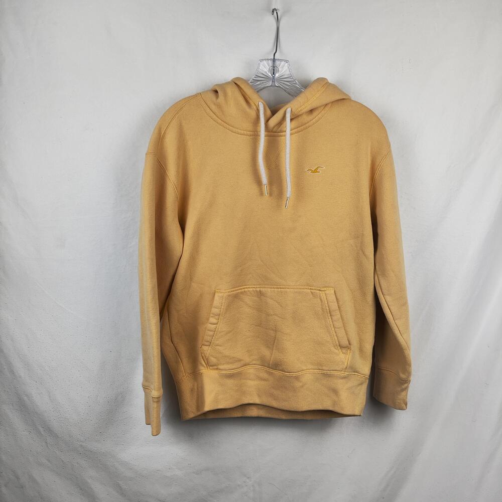 Hollister Co Hoodie Teens 2XS Yellow Fleece Pullover Sweatshirt Kangaroo Pocket